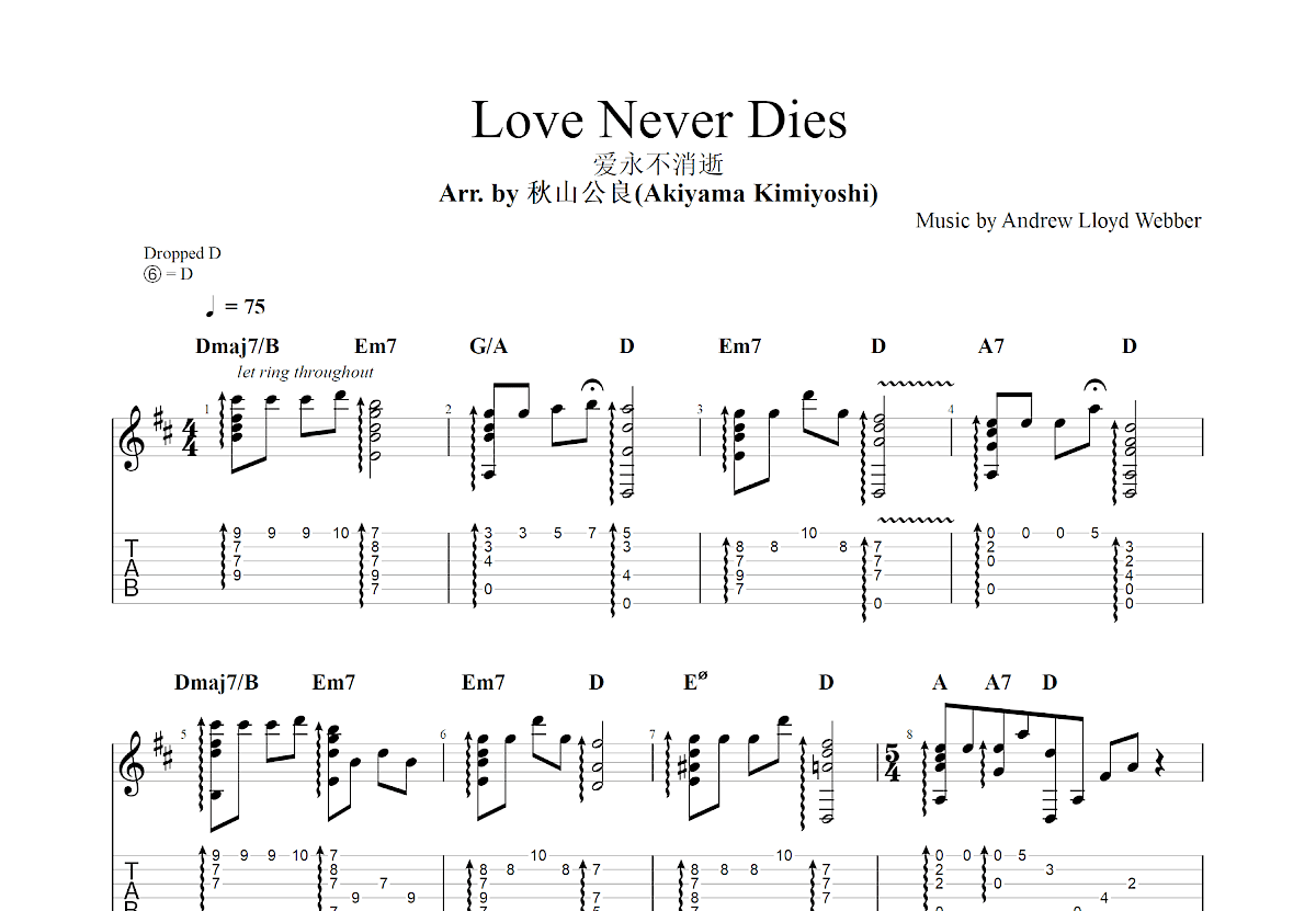 Love Never Dies吉他谱预览图