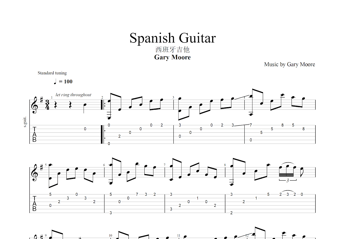 Spanish Guitar吉他谱预览图