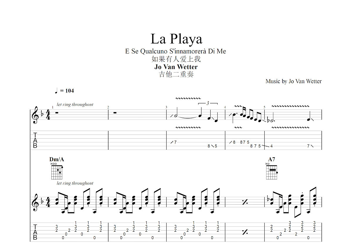 La Playa吉他谱预览图