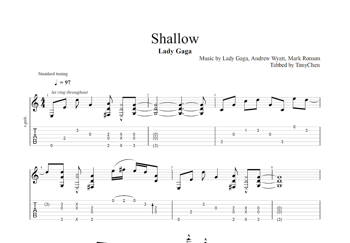 Shallow吉他谱预览图