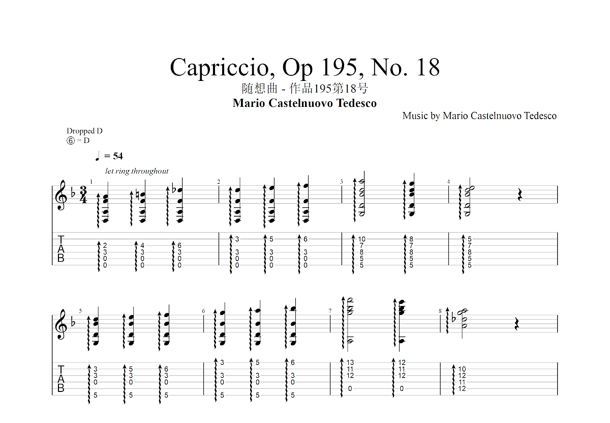 Capriccio, Op 195, No. 18吉他谱预览图