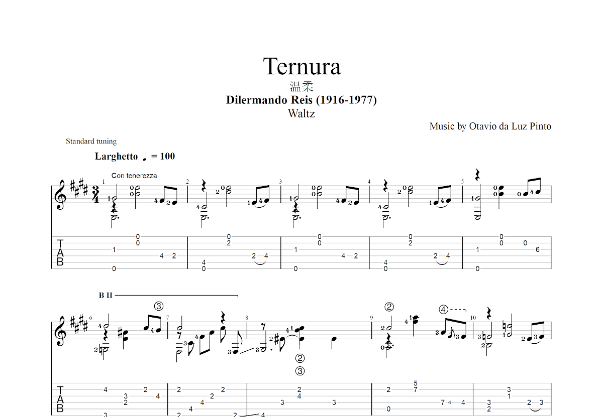 Ternura吉他谱预览图