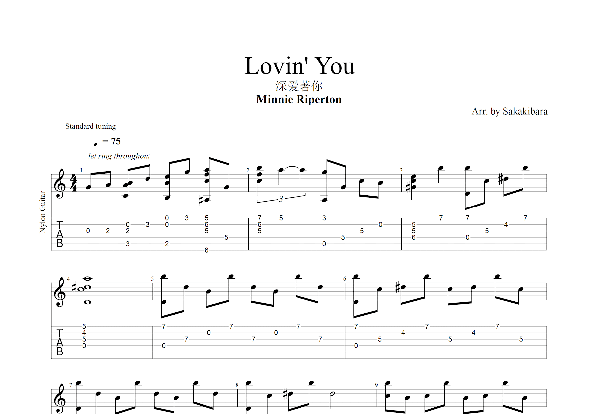 Lovin' You吉他谱预览图