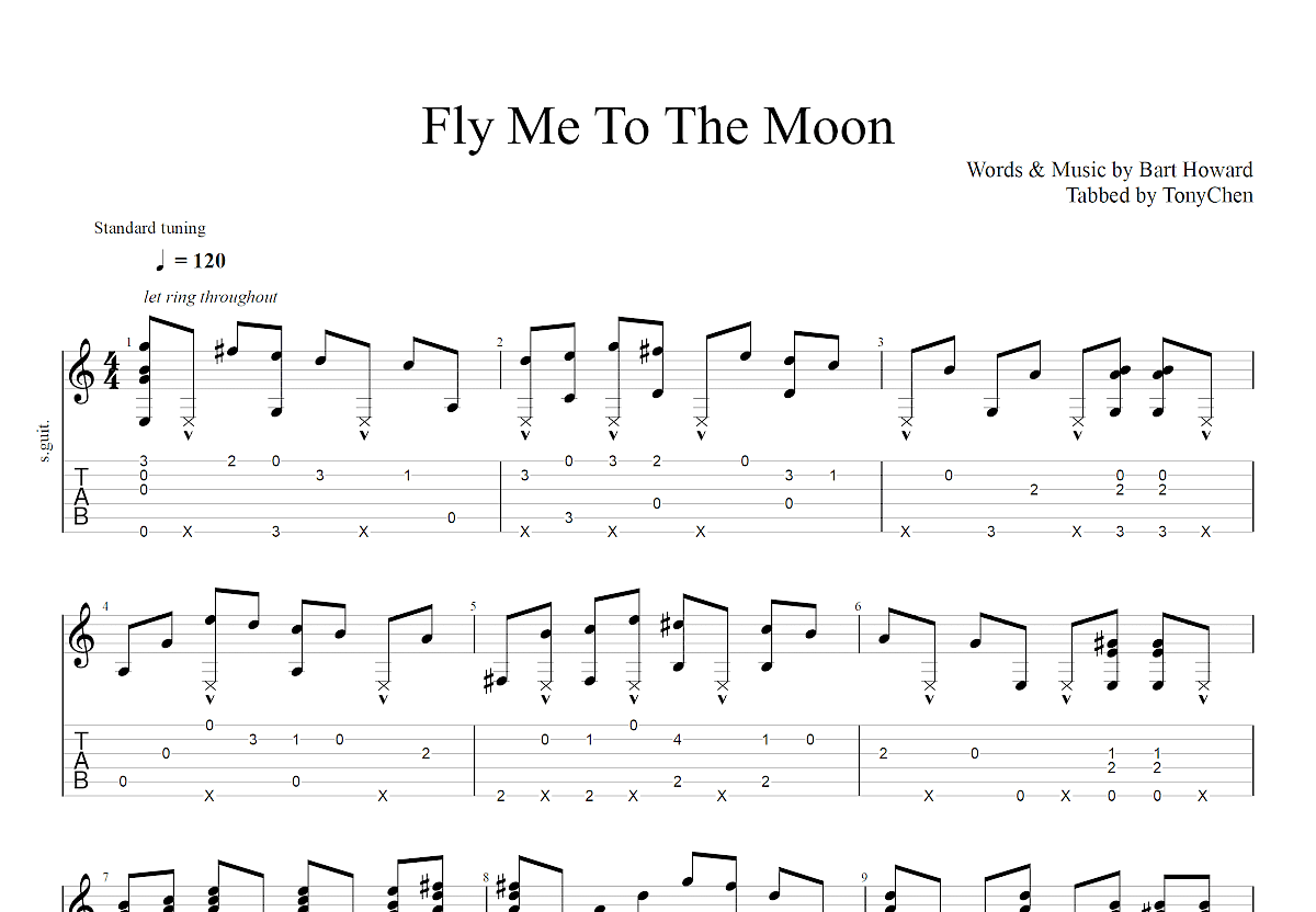 Fly Me To The Moon吉他谱预览图