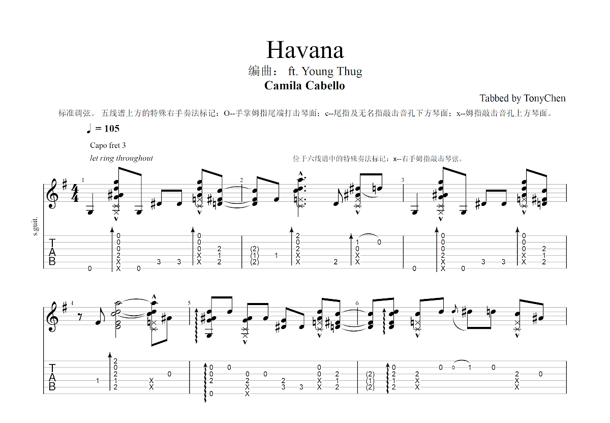 Havana吉他谱预览图