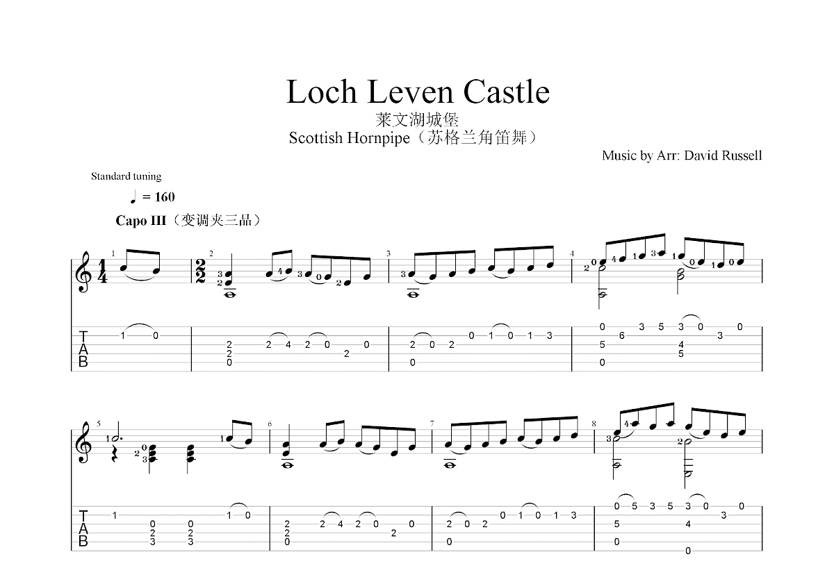 Loch Leven Castle吉他谱预览图