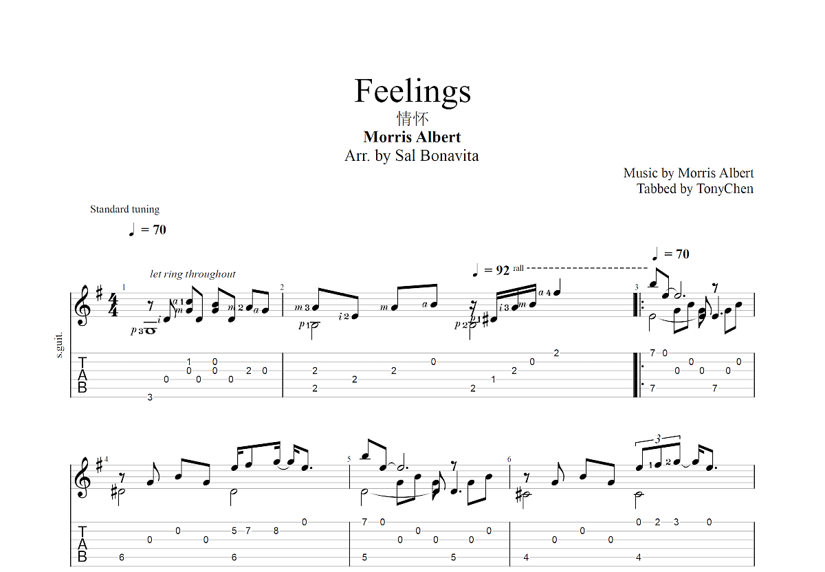 Feelings吉他谱预览图