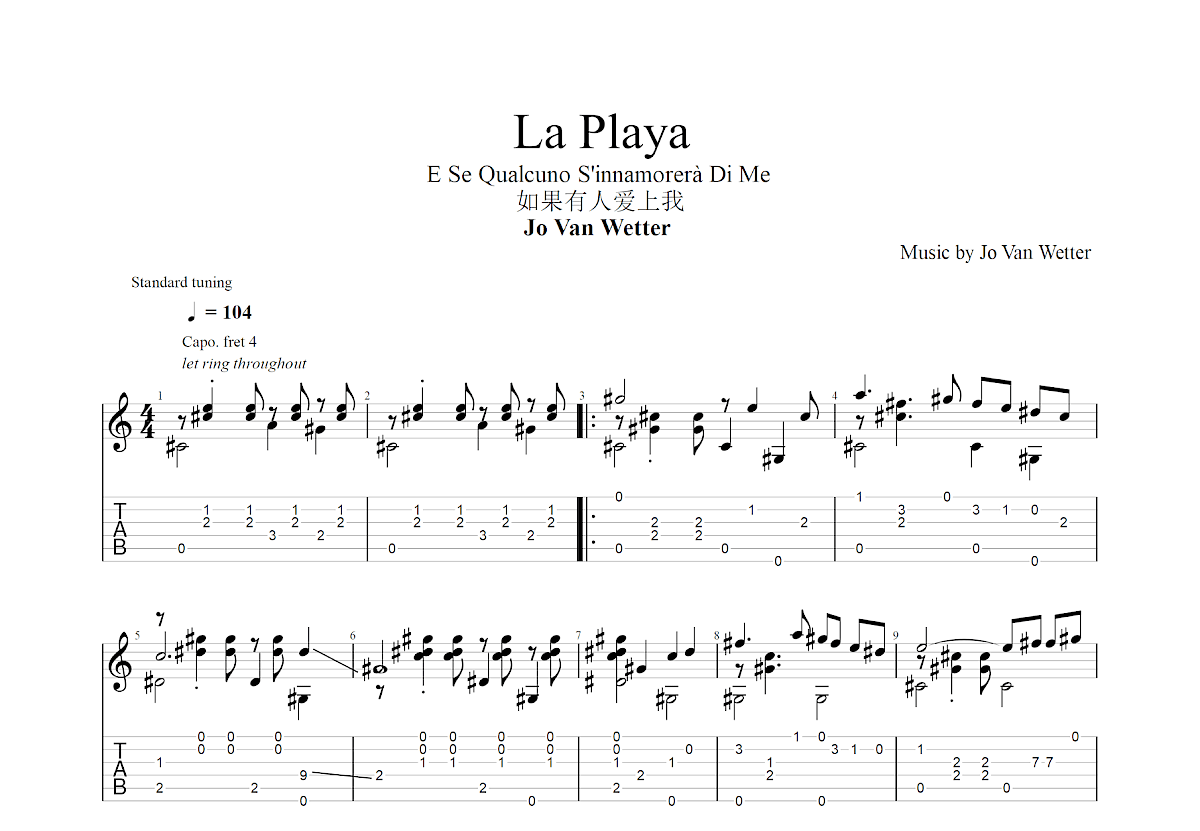 La Playa吉他谱预览图