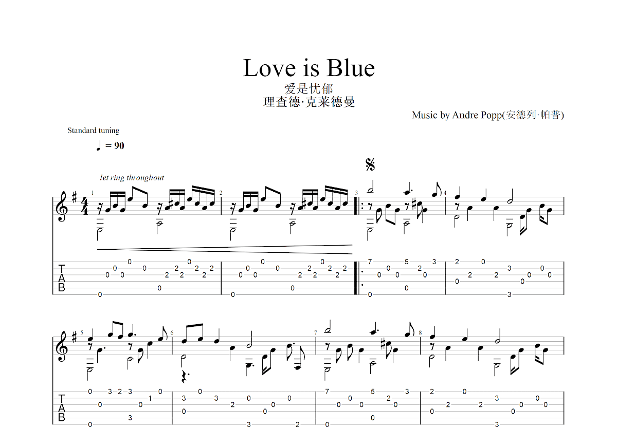 Love is Blue吉他谱预览图