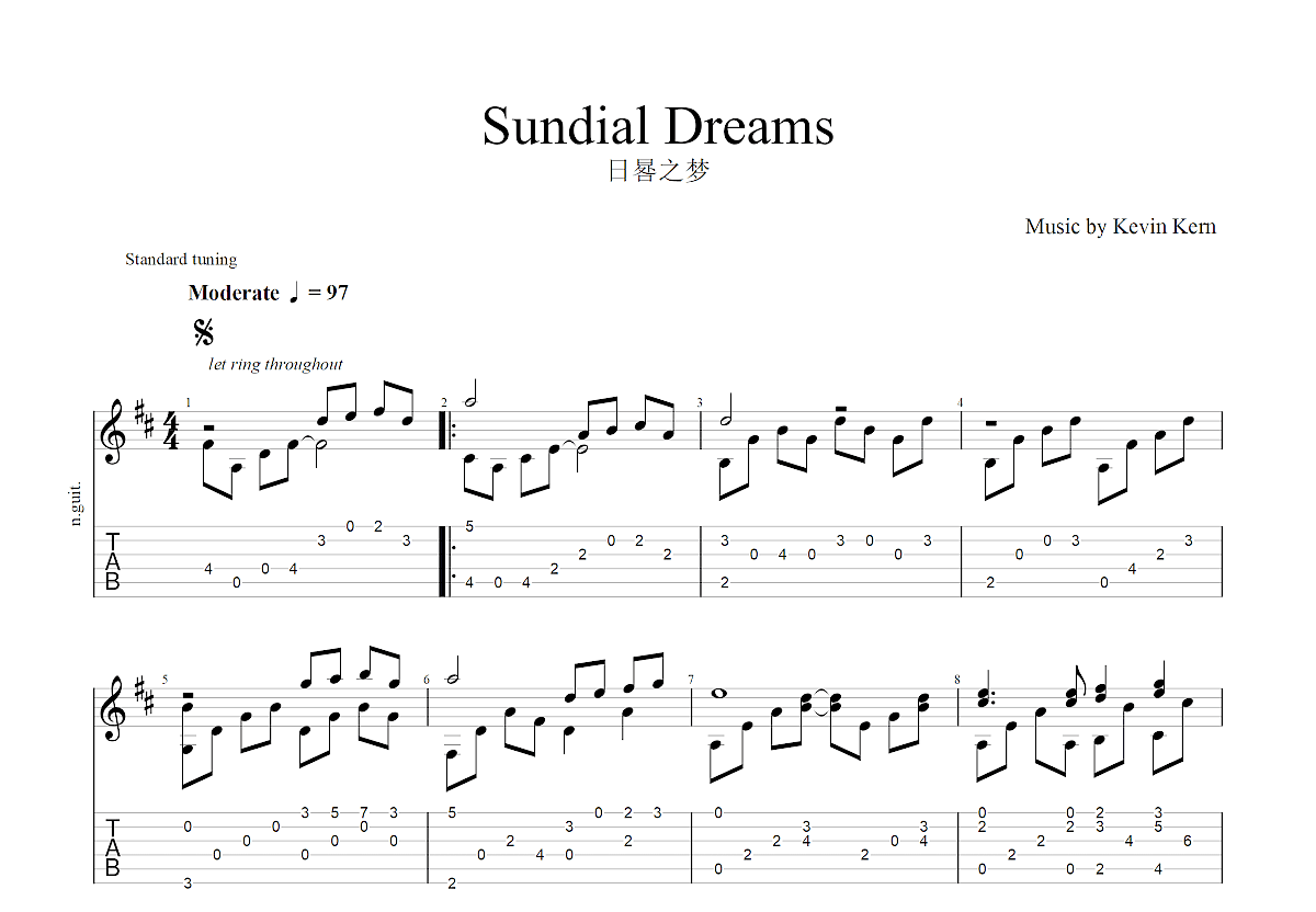 Sundial Dreams吉他谱预览图