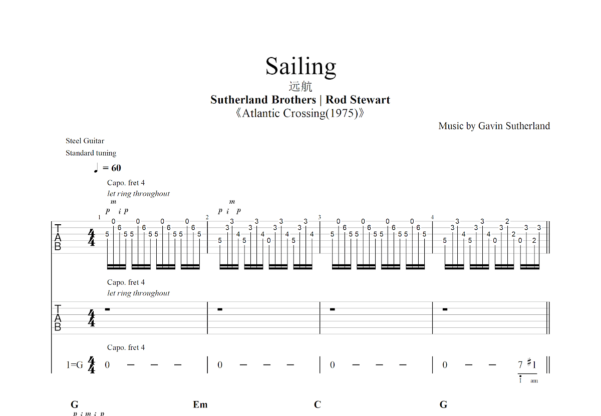 Sailing吉他谱预览图
