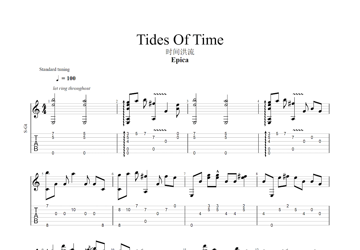 Tides Of Time吉他谱_Epica_C调指弹