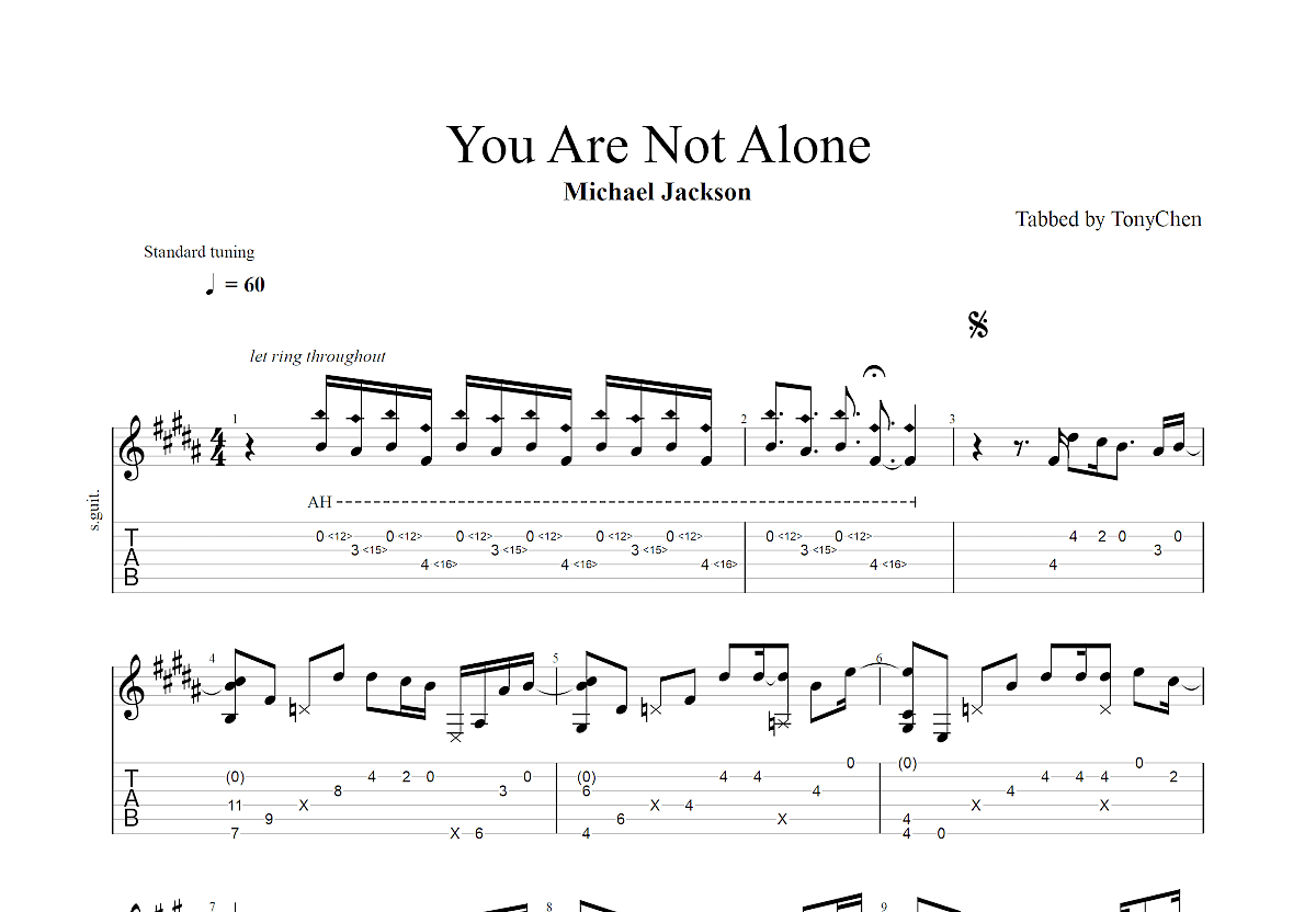 You Are Not Alone吉他谱预览图