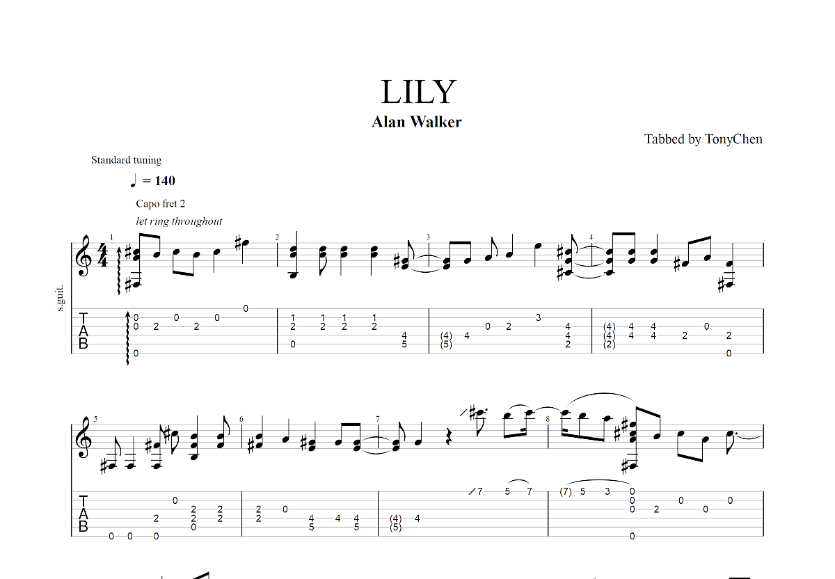 LILY吉他谱预览图