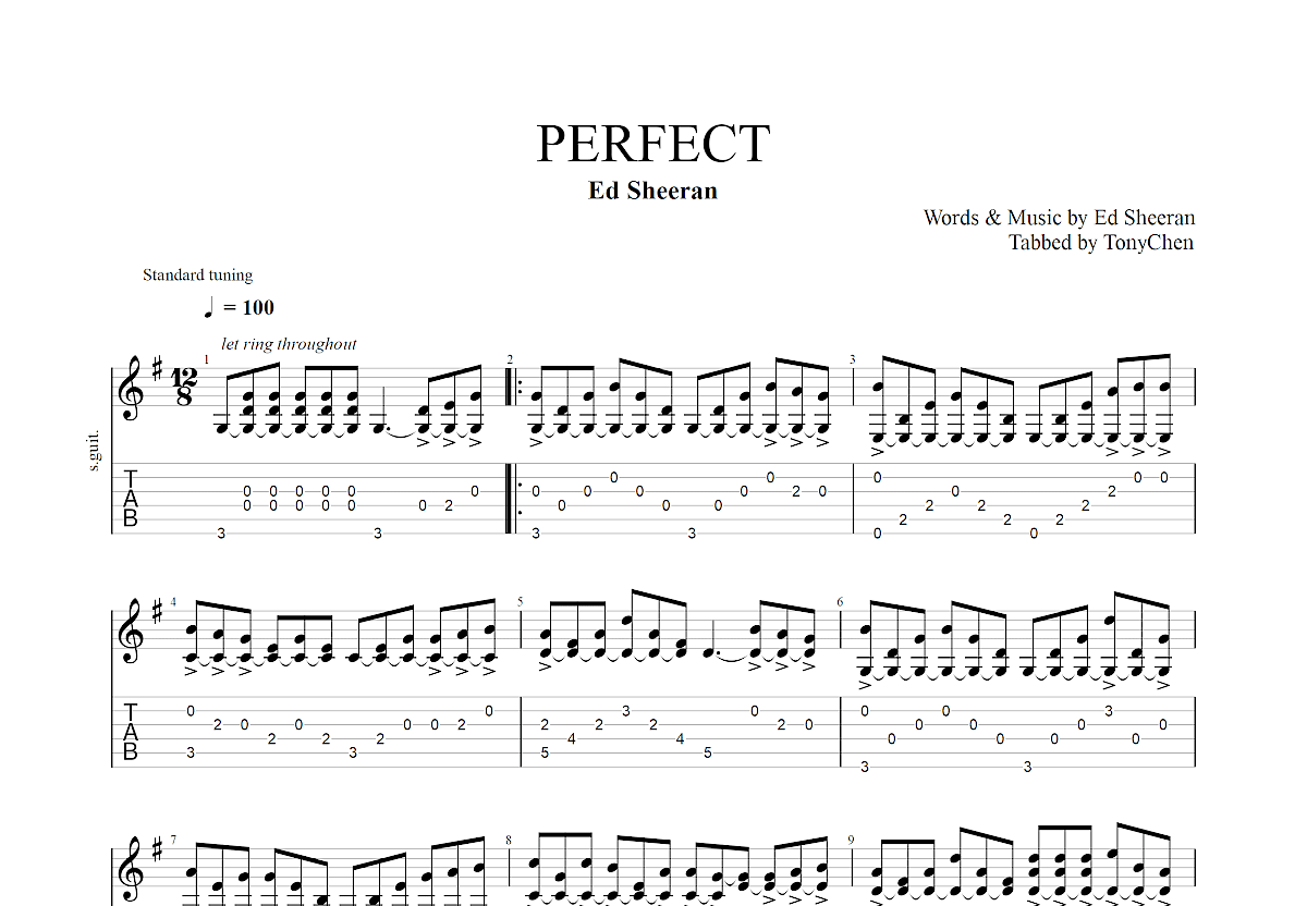 PERFECT吉他谱预览图