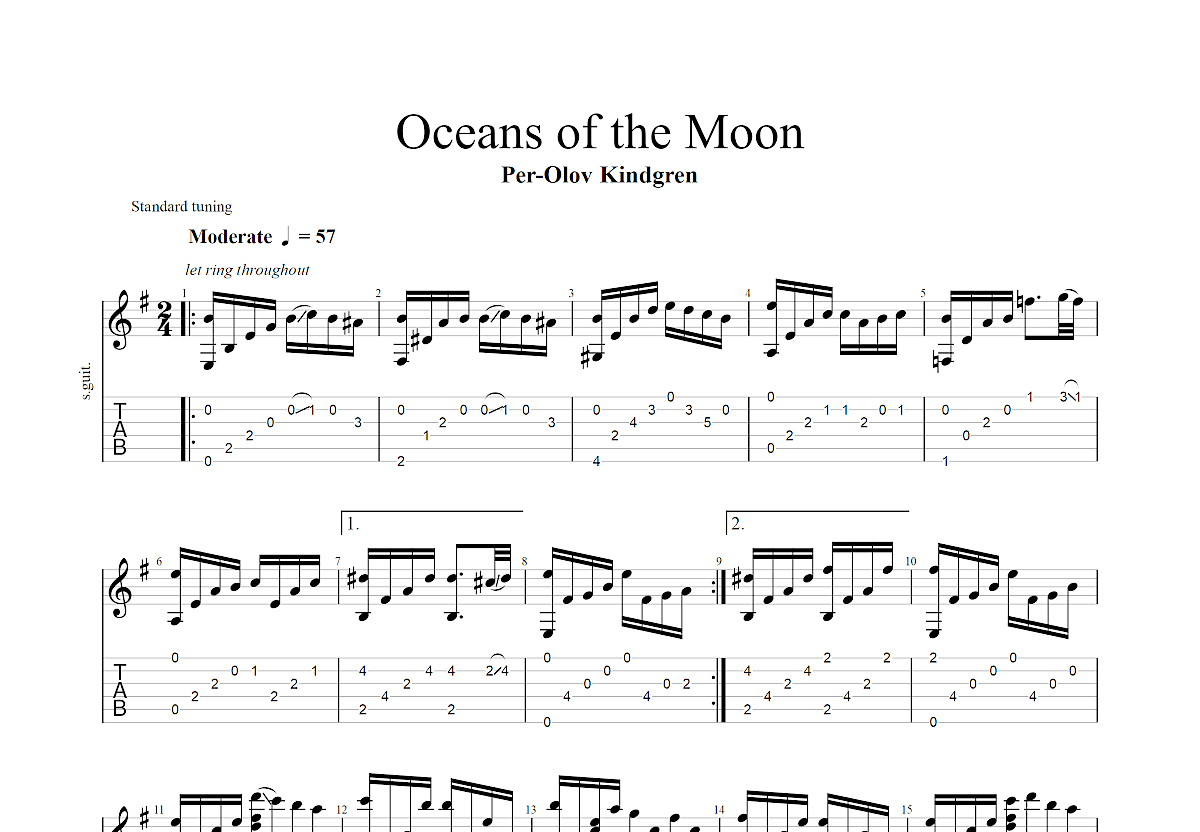 Oceans of the Moon吉他谱预览图