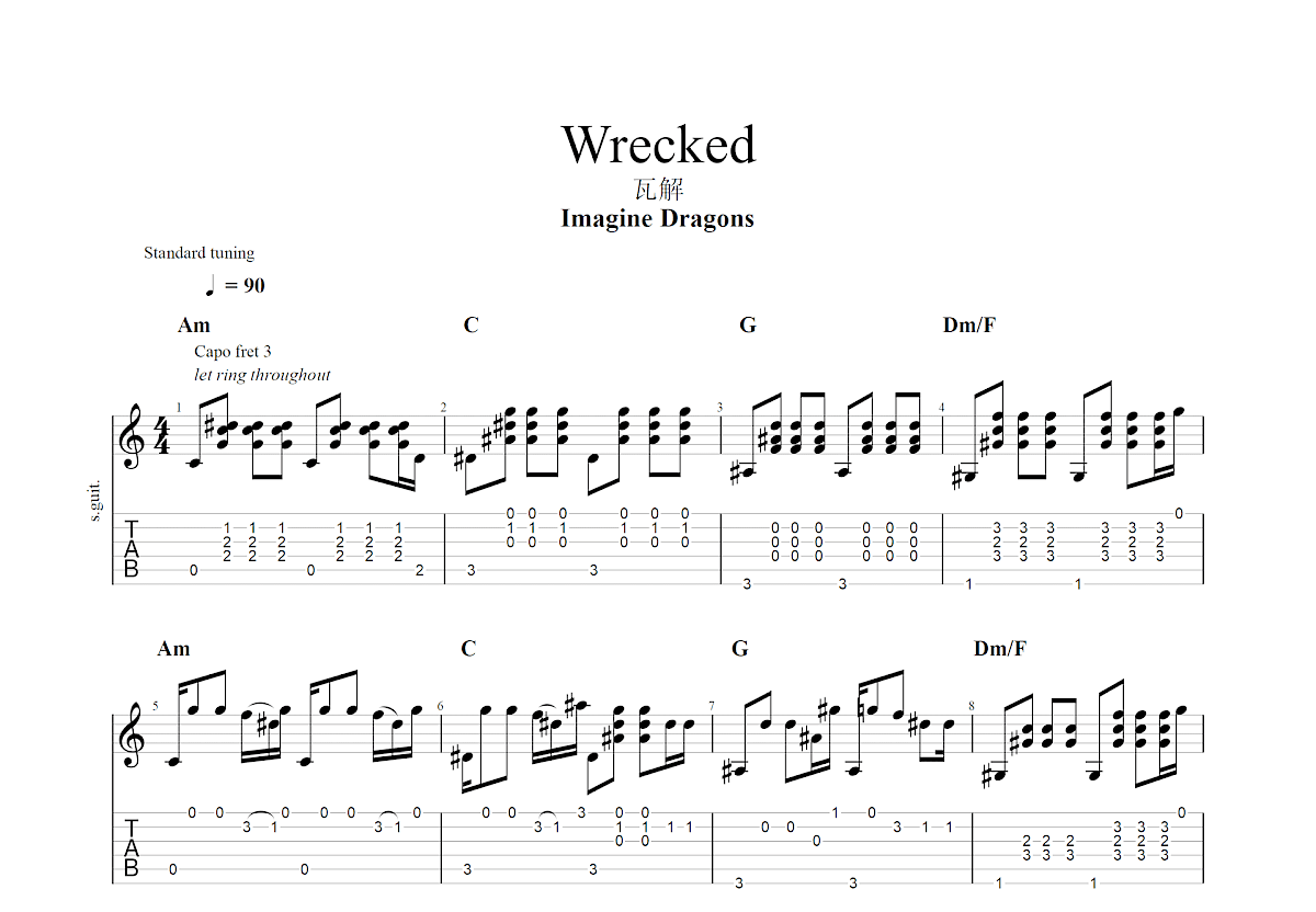 Wrecked吉他谱预览图