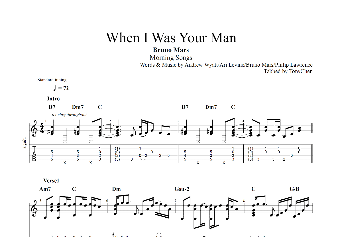 When I Was Your Man吉他谱预览图