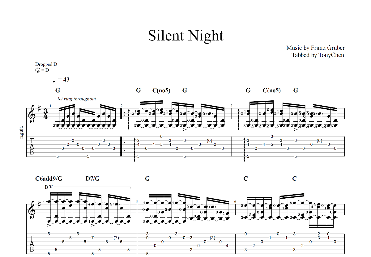 Silent Night吉他谱预览图