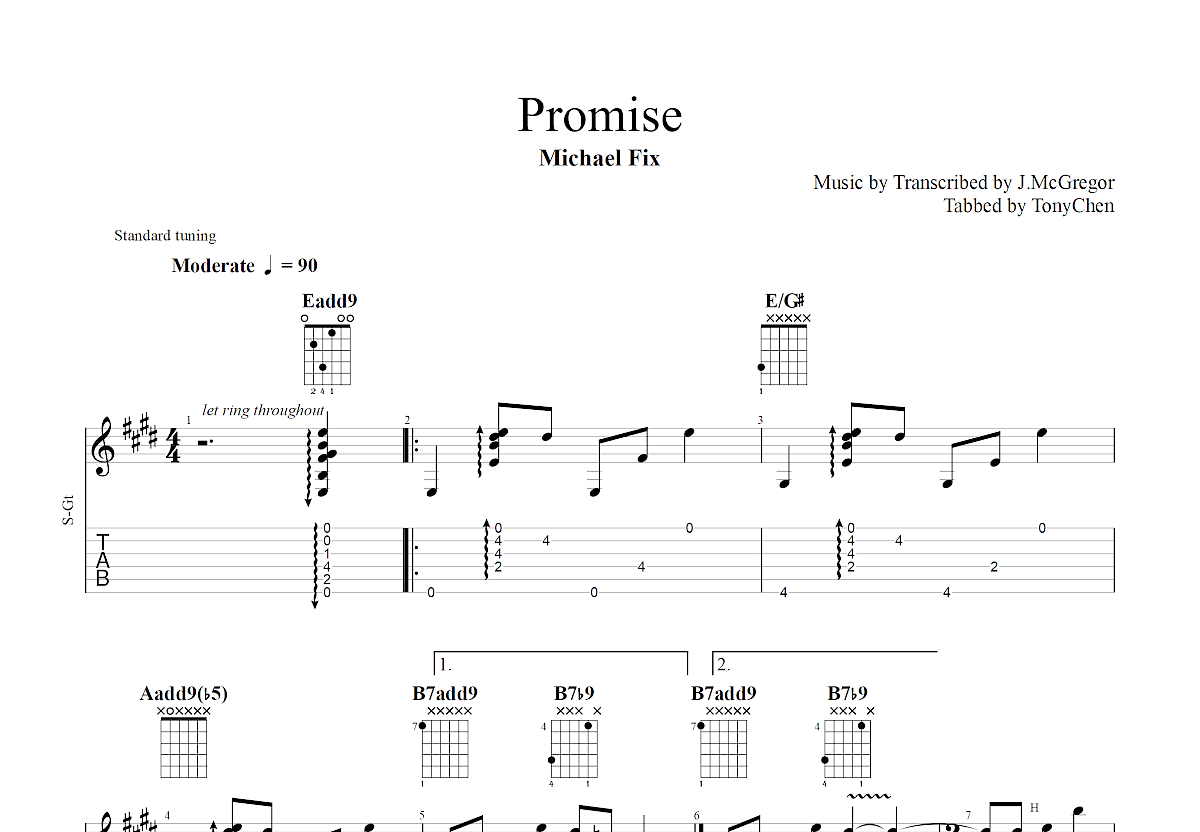 Promise吉他谱预览图