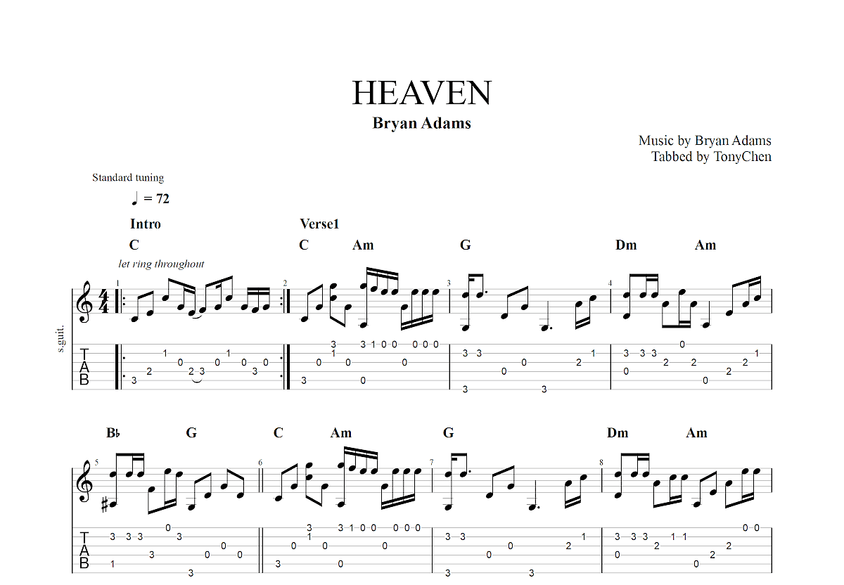 HEAVEN吉他谱预览图