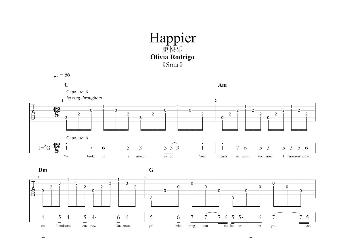 Happier吉他谱预览图