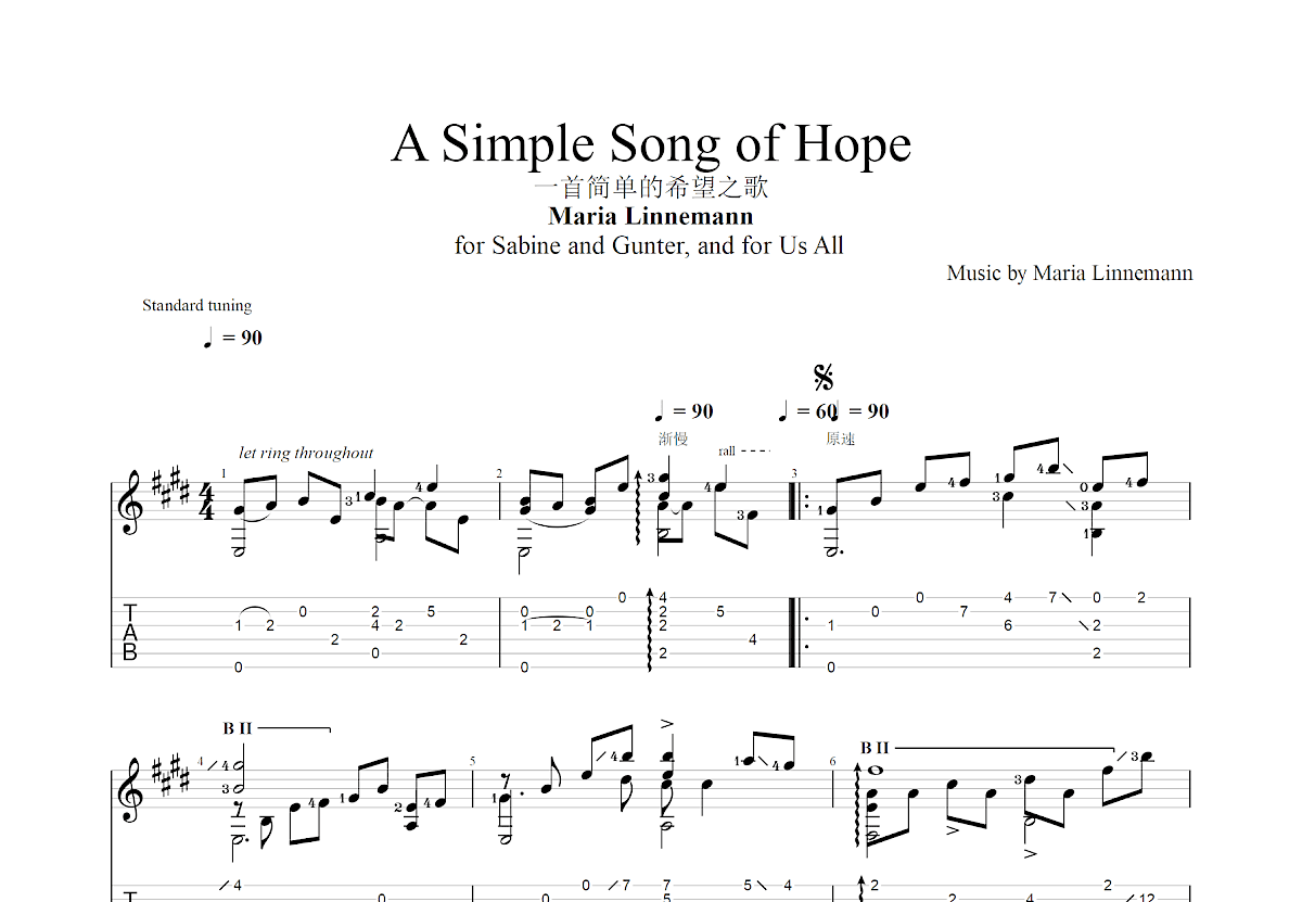 A Simple Song of Hope吉他谱预览图