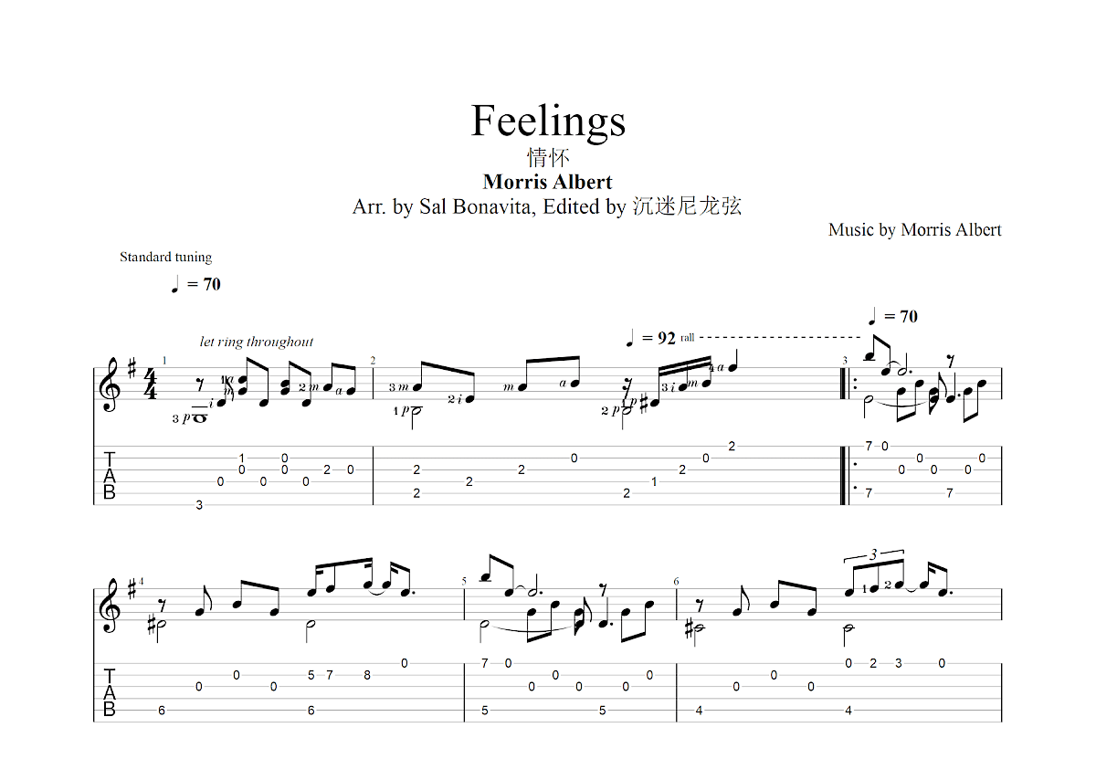 Feelings吉他谱预览图