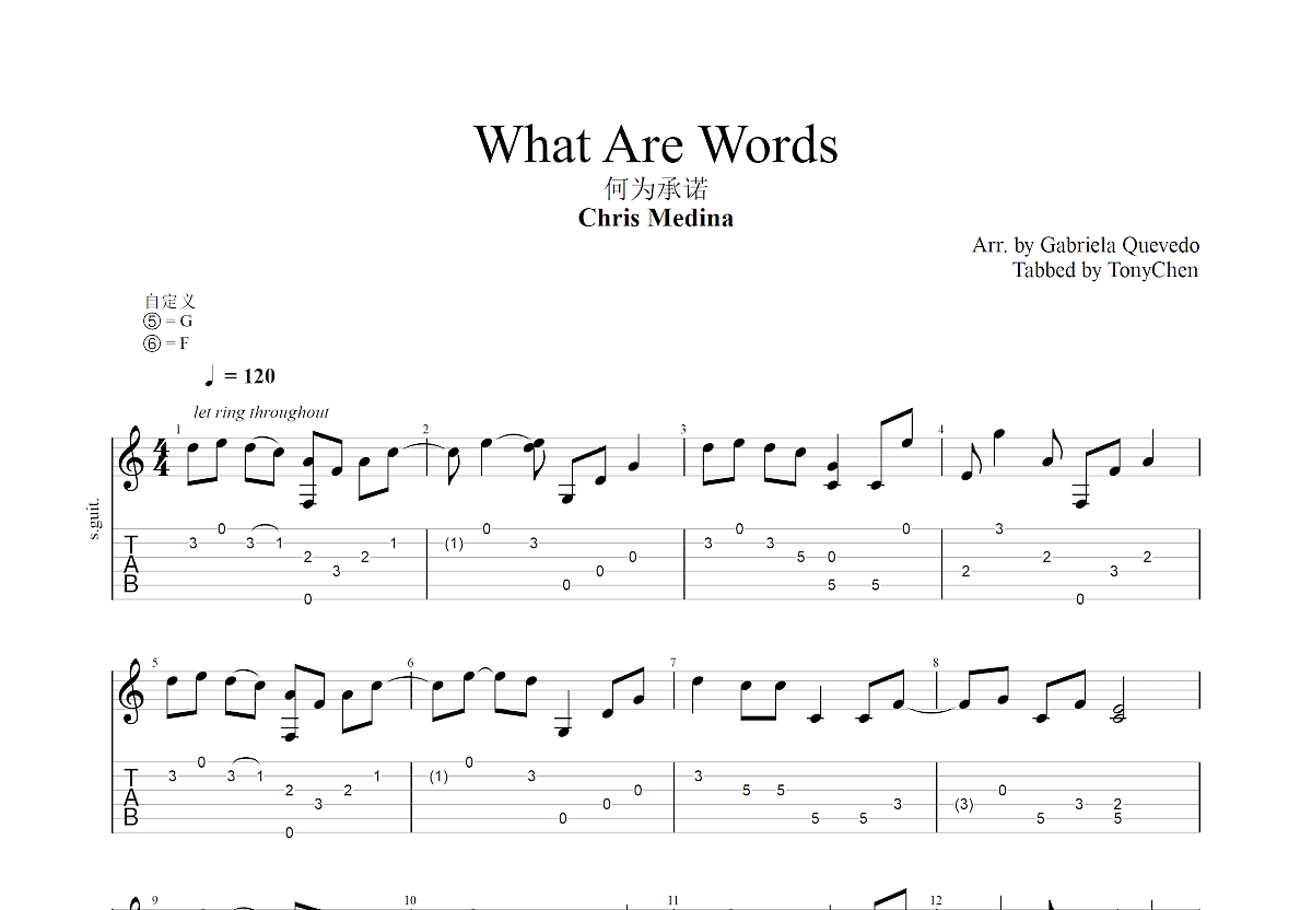 What Are Words吉他谱预览图