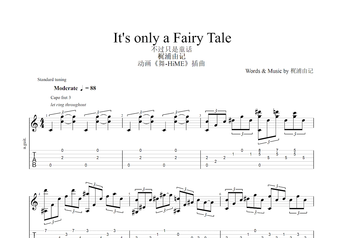 It's only a Fairy Tale吉他谱预览图