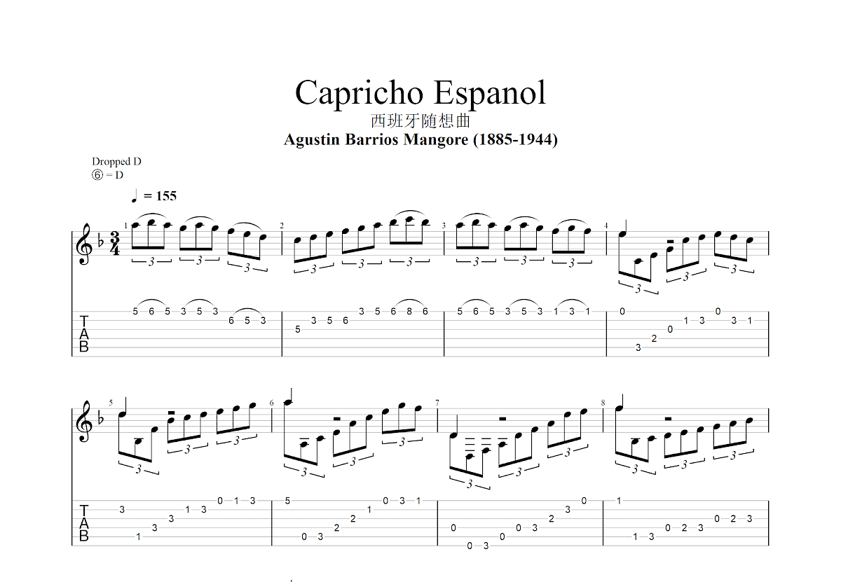 Capricho Espanol吉他谱预览图