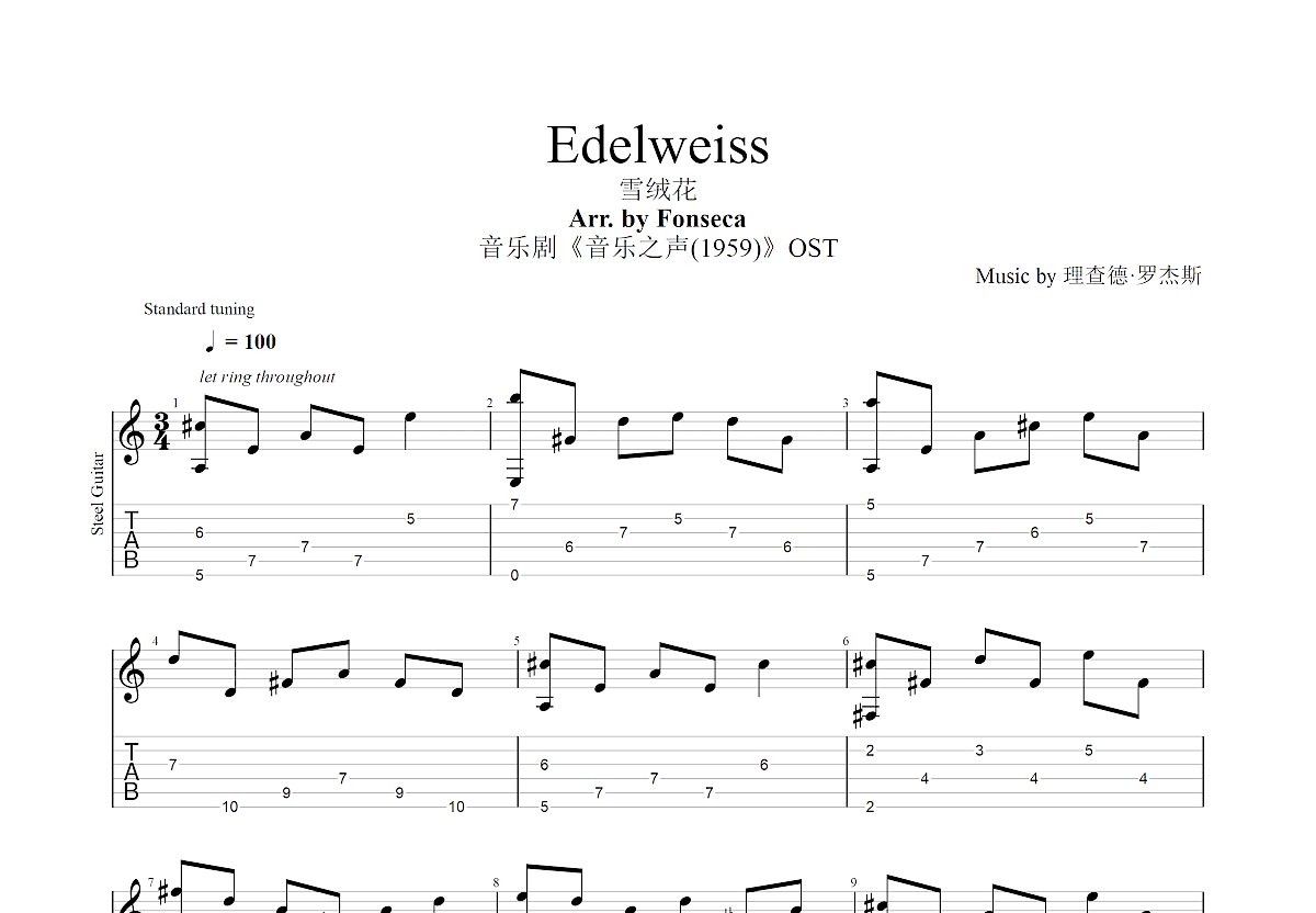 Edelweiss吉他谱预览图