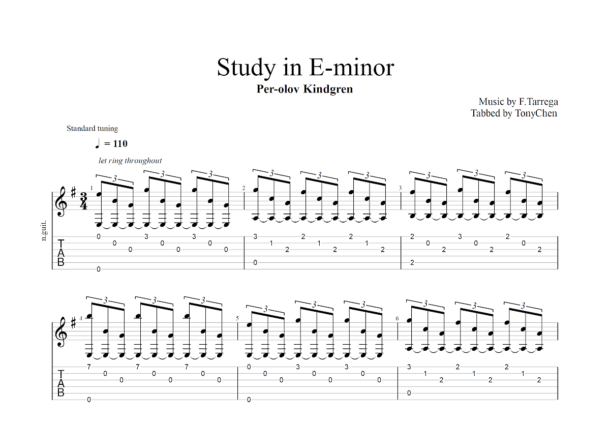 Study in E-minor吉他谱预览图