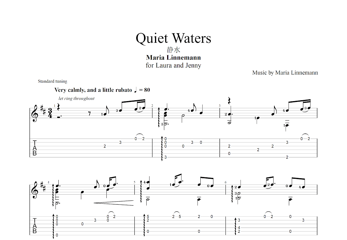 Quiet Waters吉他谱预览图