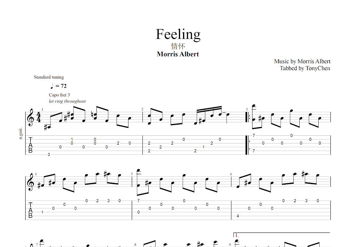 Feeling吉他谱预览图