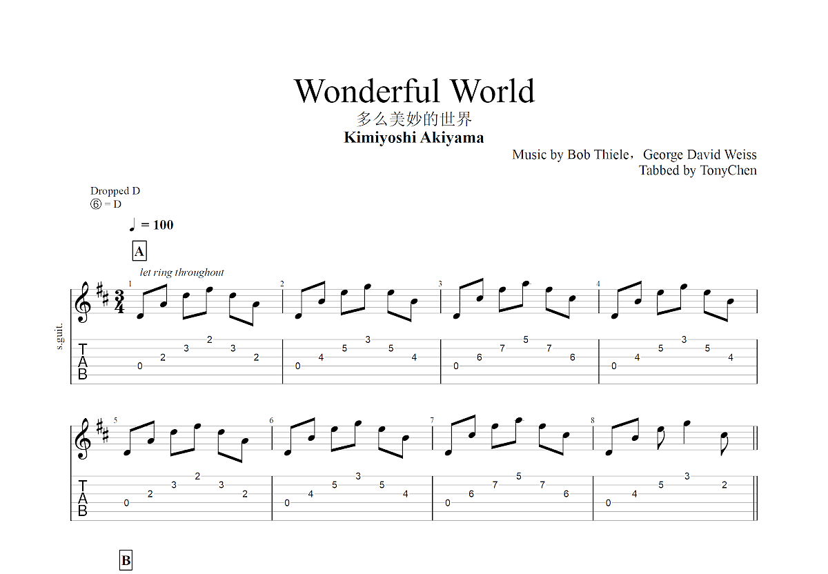 Wonderful World吉他谱预览图