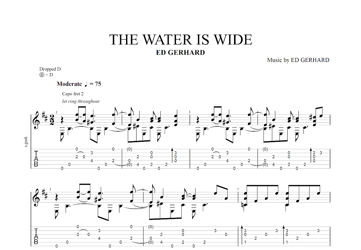 The Water Is Wide吉他谱预览图