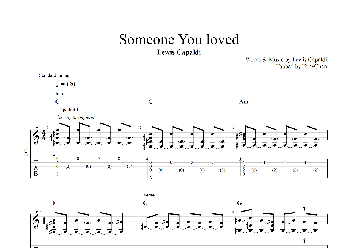 Someone You Loved吉他谱预览图