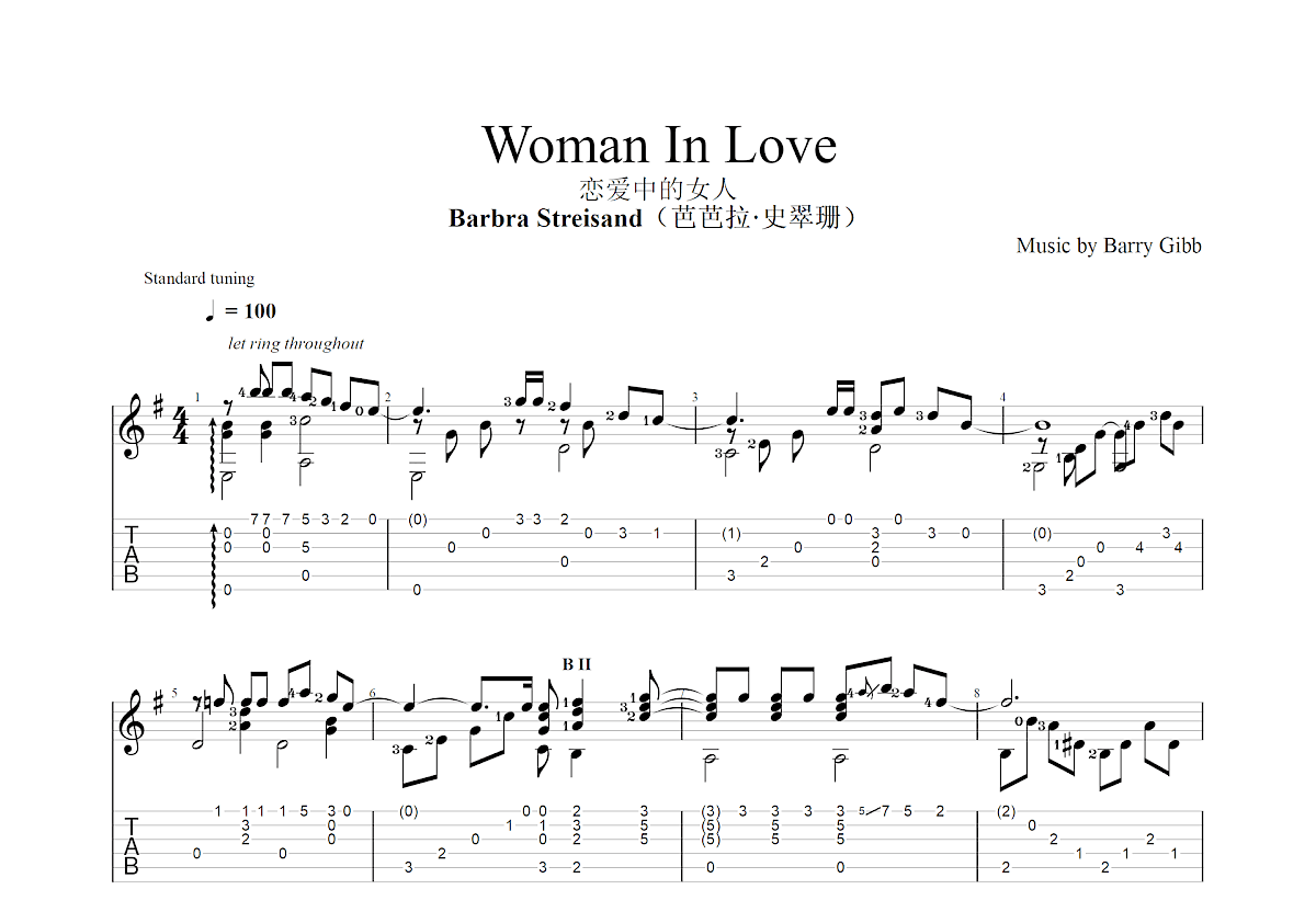 Woman In Love吉他谱预览图