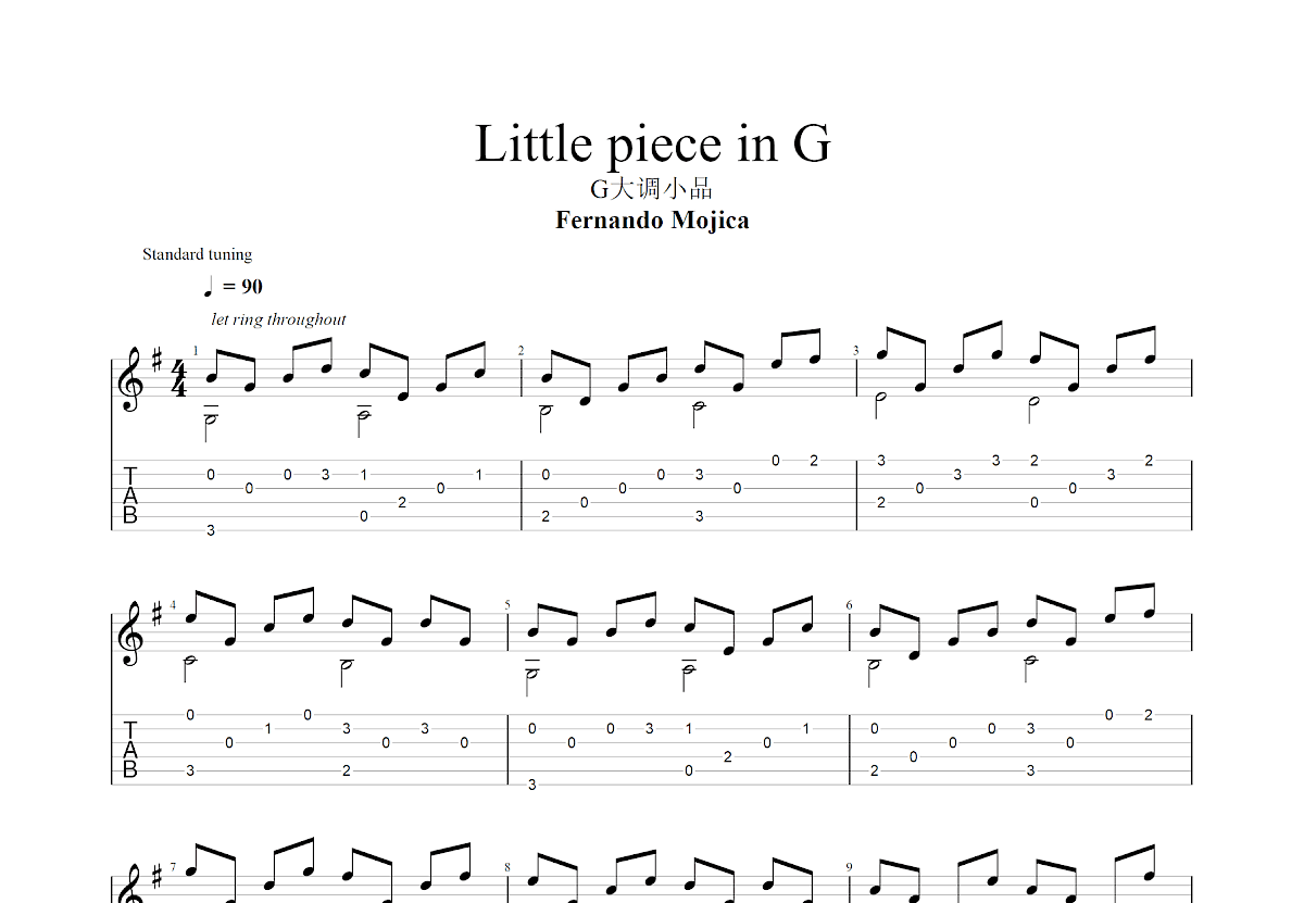 Little piece in G吉他谱预览图