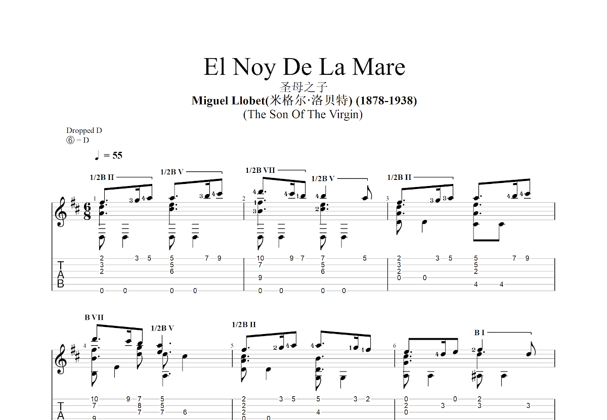 El Noy De La Mare吉他谱预览图