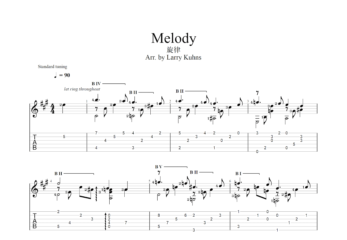 Melody吉他谱预览图