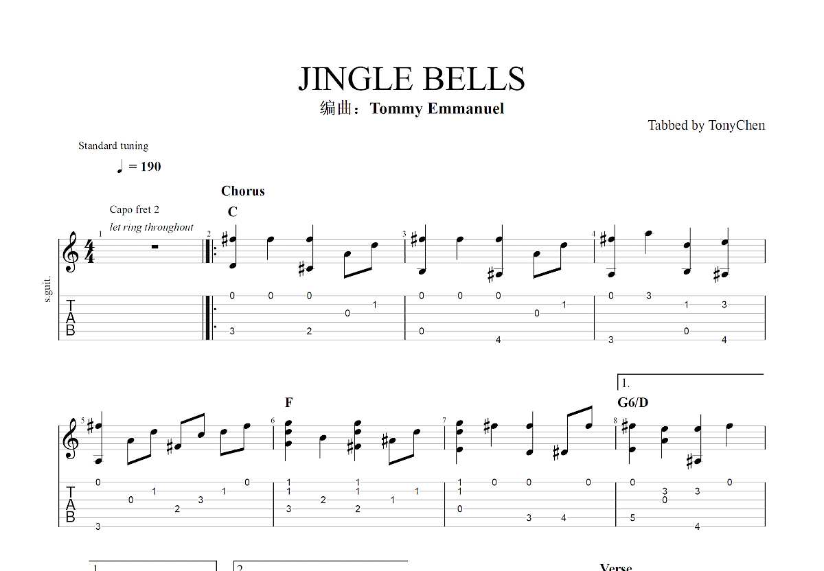 JINGLE BELLS吉他谱预览图