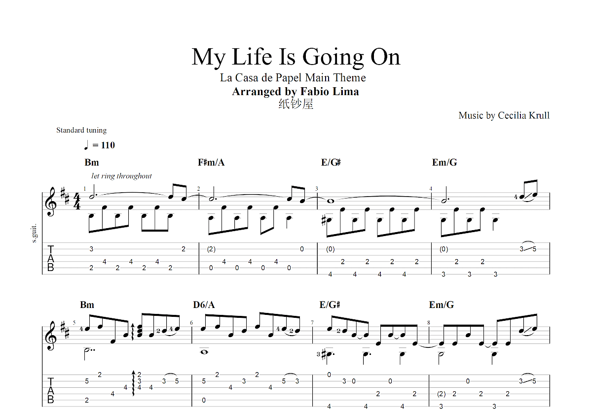 My Life Is Going On吉他谱预览图