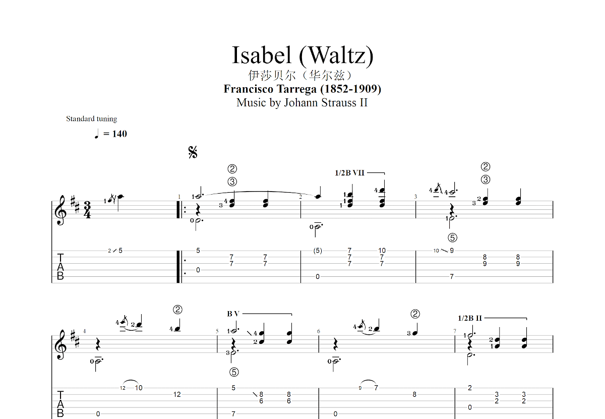 伊莎贝尔吉他谱预览图