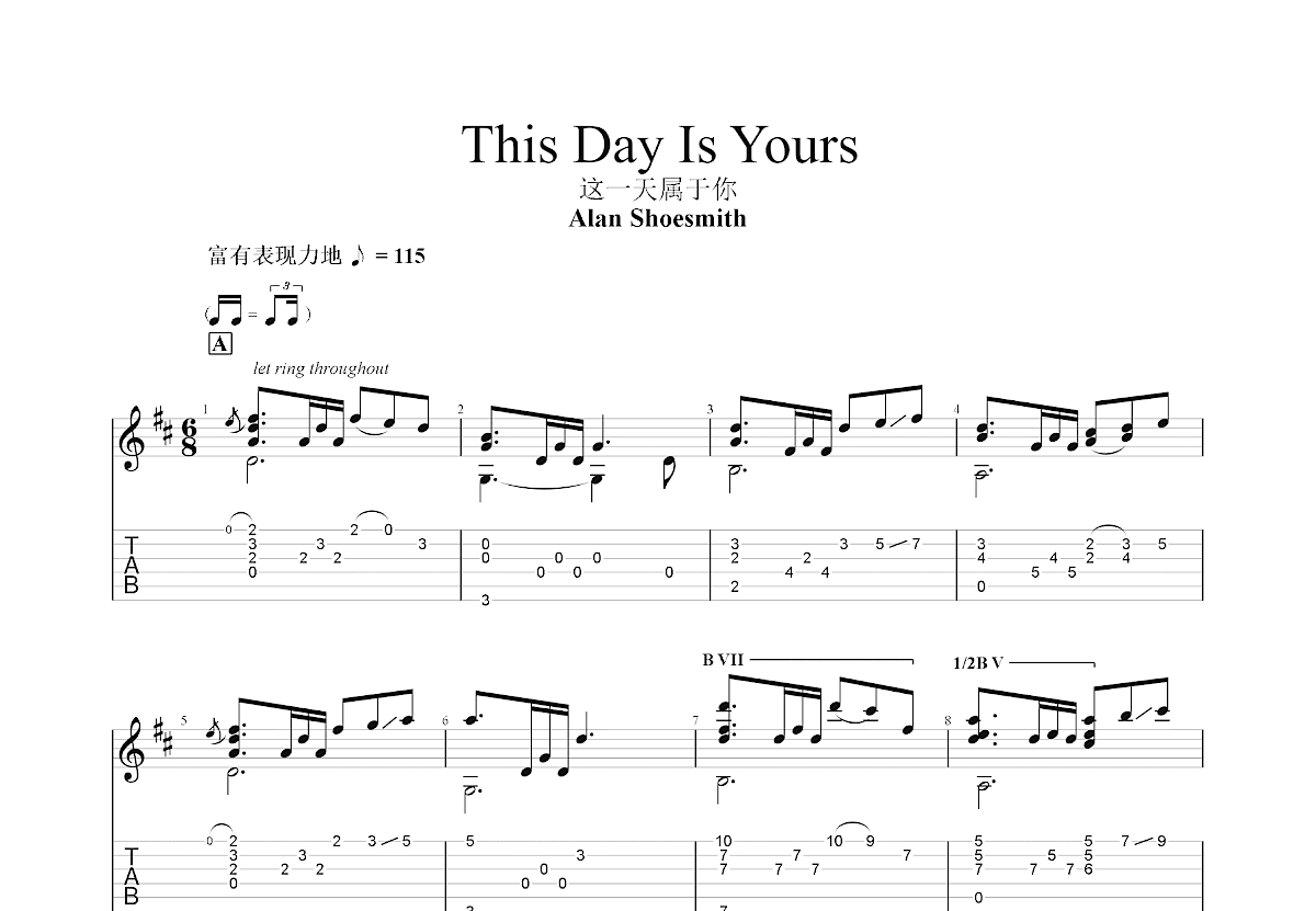 This Day Is Yours吉他谱_Alan Shoesmith_D调指弹