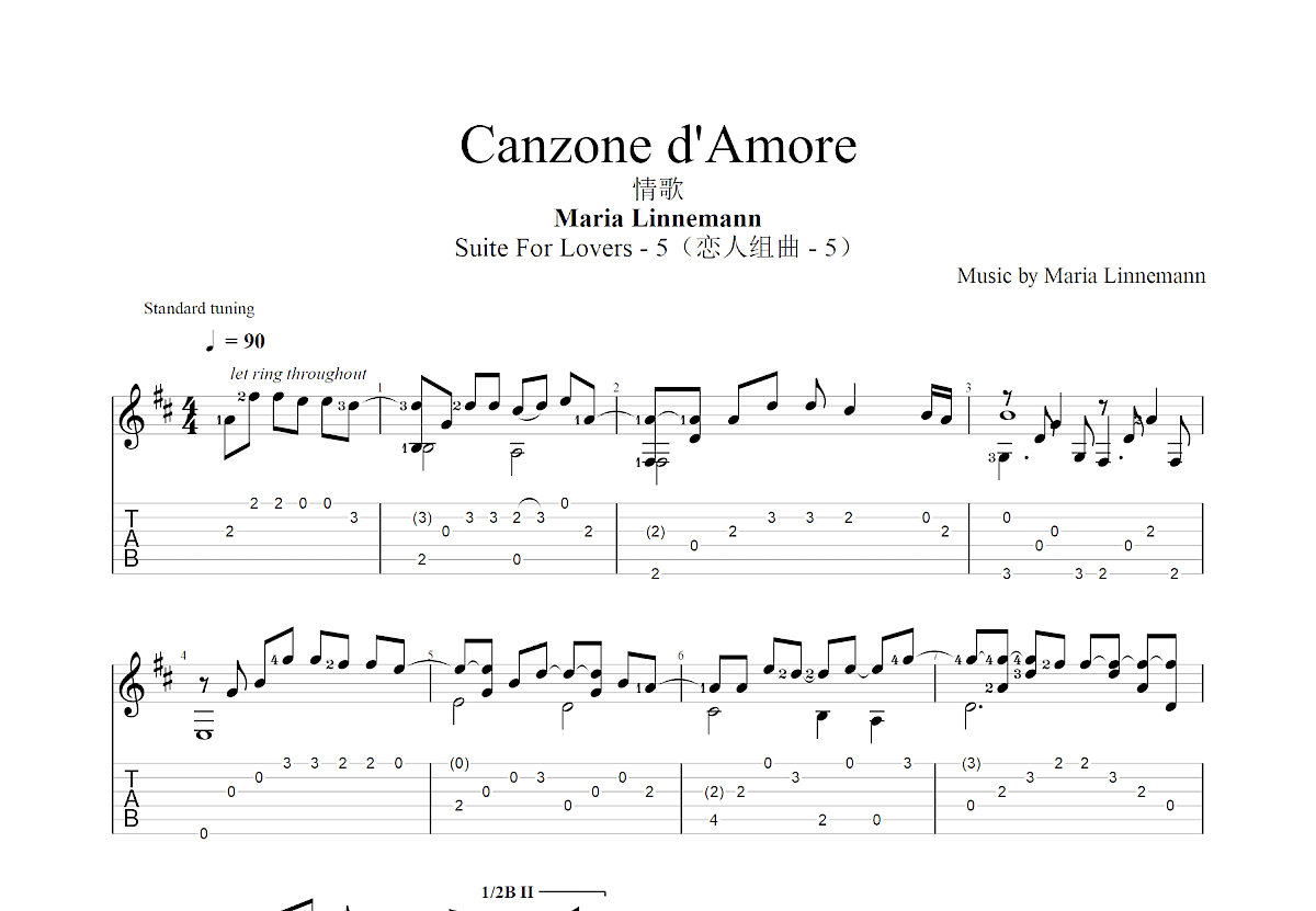 Canzone d'Amore吉他谱预览图