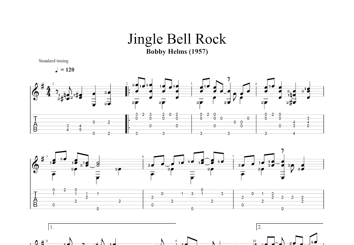 Jingle Bell Rock吉他谱预览图