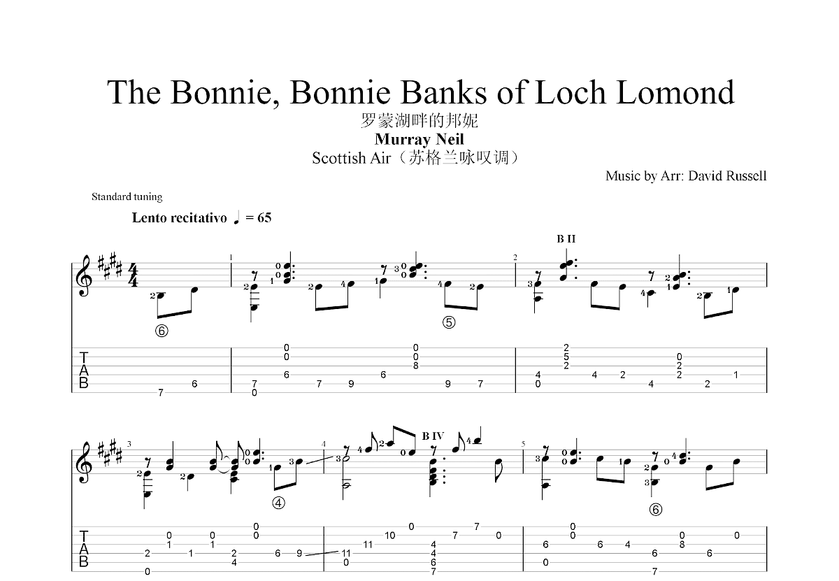 The Bonnie, Bonnie Banks of Loch Lomond吉他谱预览图