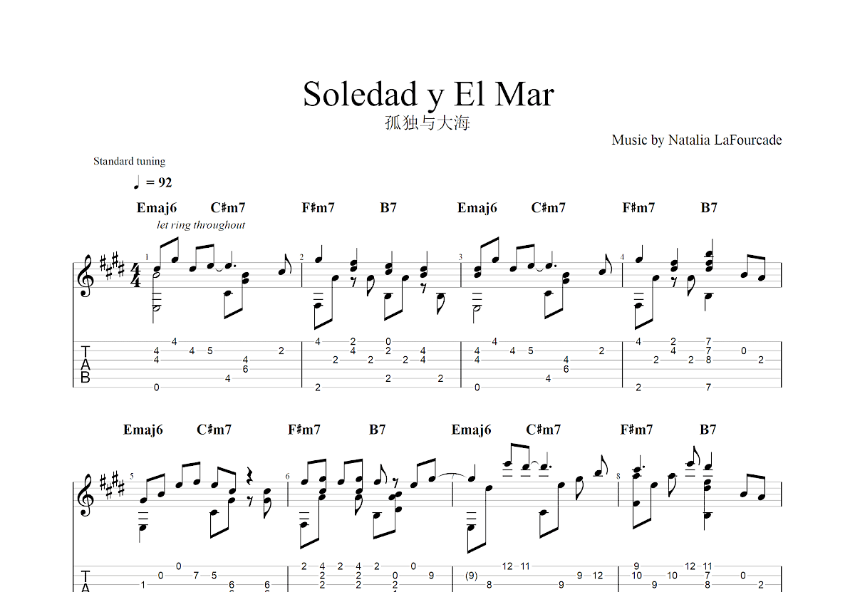 Soledad y El Mar吉他谱预览图